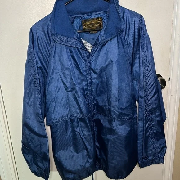 Eddie Bauer Men's Navy Blue Jacket med hood windbreak - Picture 2 of 6